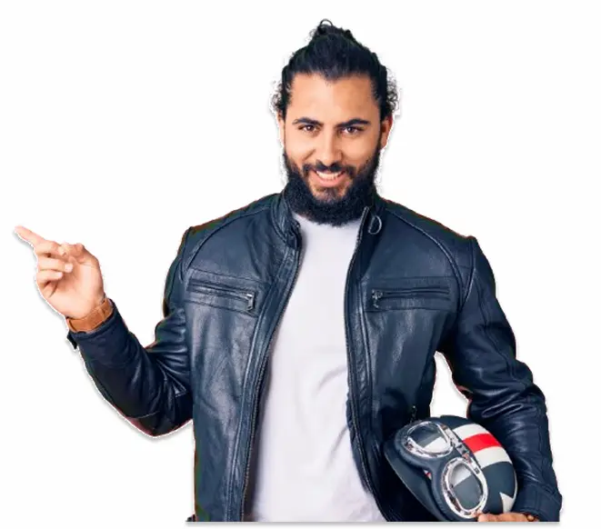 Professional bike seller with motorcycle