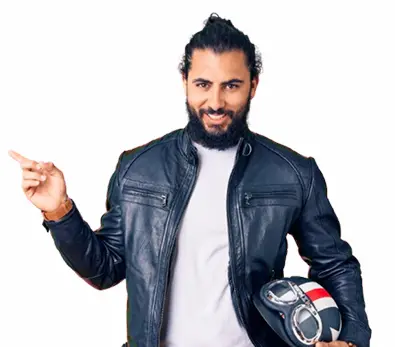 Professional bike seller with motorcycle