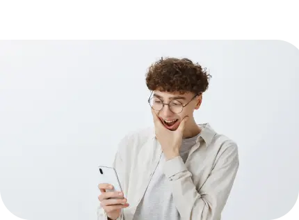Excited person with smartphone - selling bike has never been easier